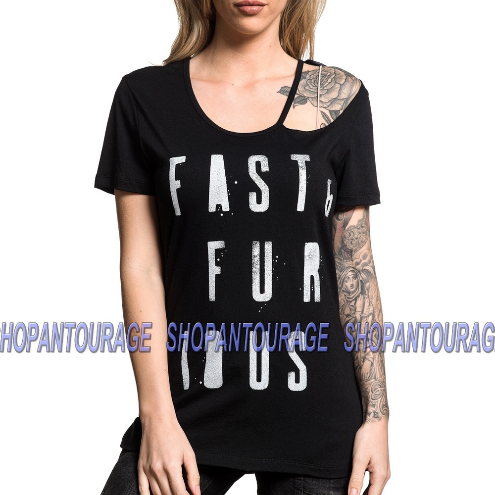Affliction Letty FFW198 Cut Out T-shirt Top